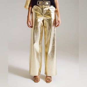 Q2❤️New❤️Metallic Straight Leg Pants in Gold
